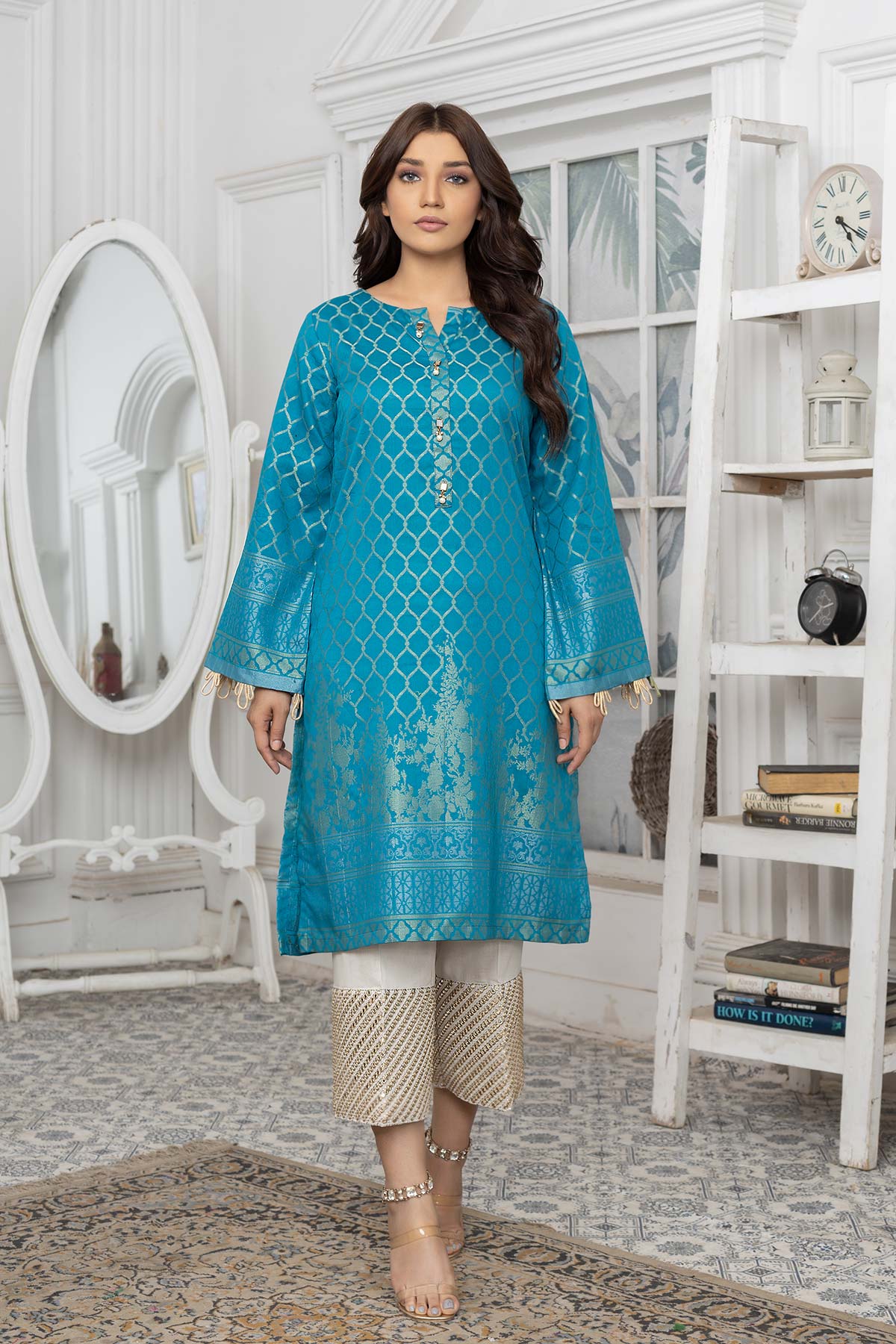 Charisma - Jacquard Lawn Shirt with Fancy Buttons - CHM-348