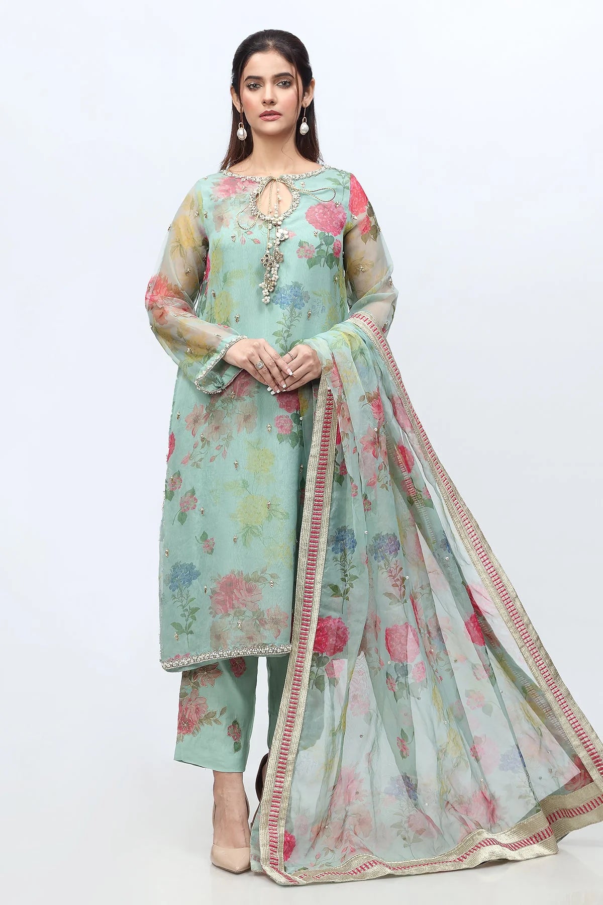 Charizma - 3-PC Embroidered Organza Shirt with Organza Dupatta and Trouser - CHM-349