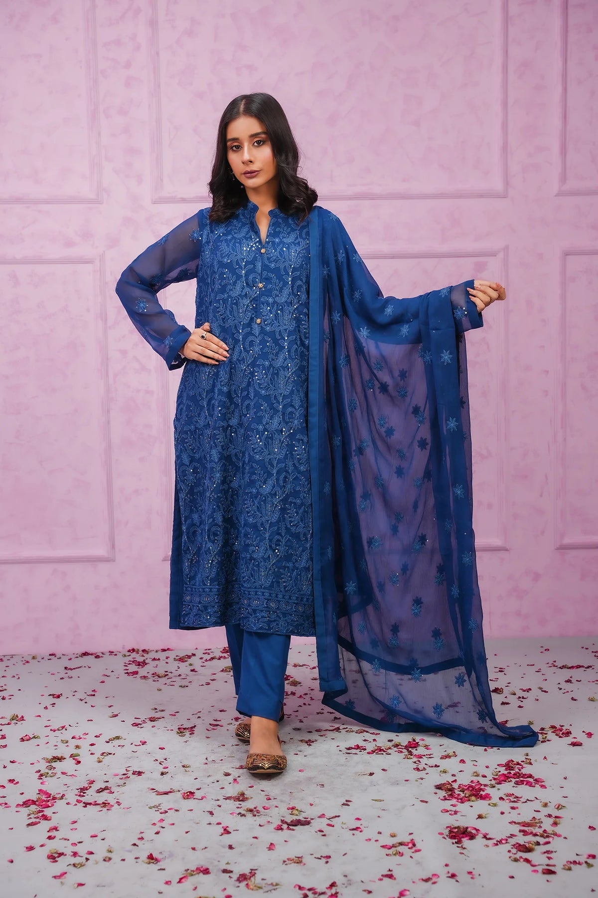 SHEEP - Embroidered Chiffon Stitched 3-Piece Suit - SHP-351