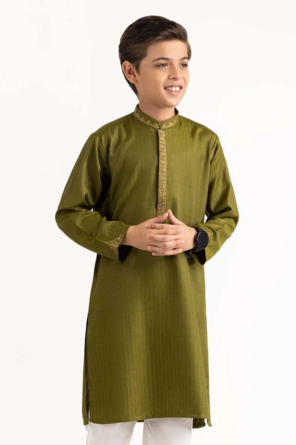 Brand Gulahmed - Hunter Green Embroidered Kurta - GUL-283