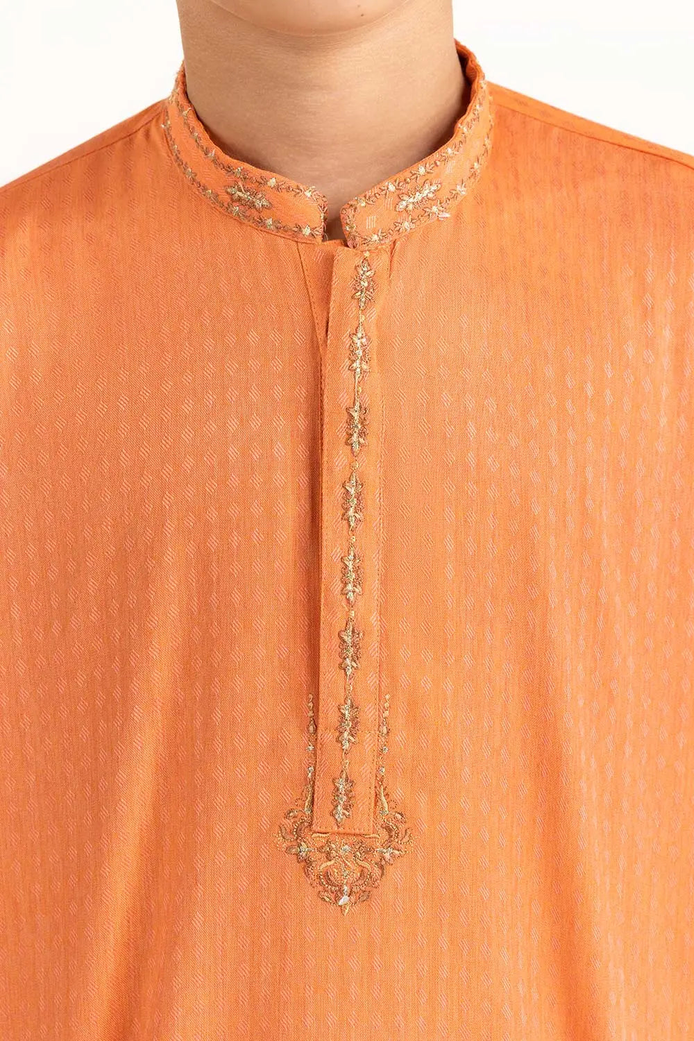 Brand Gulahmed - Orange Embroidered Kurta for Boys - GUL-42