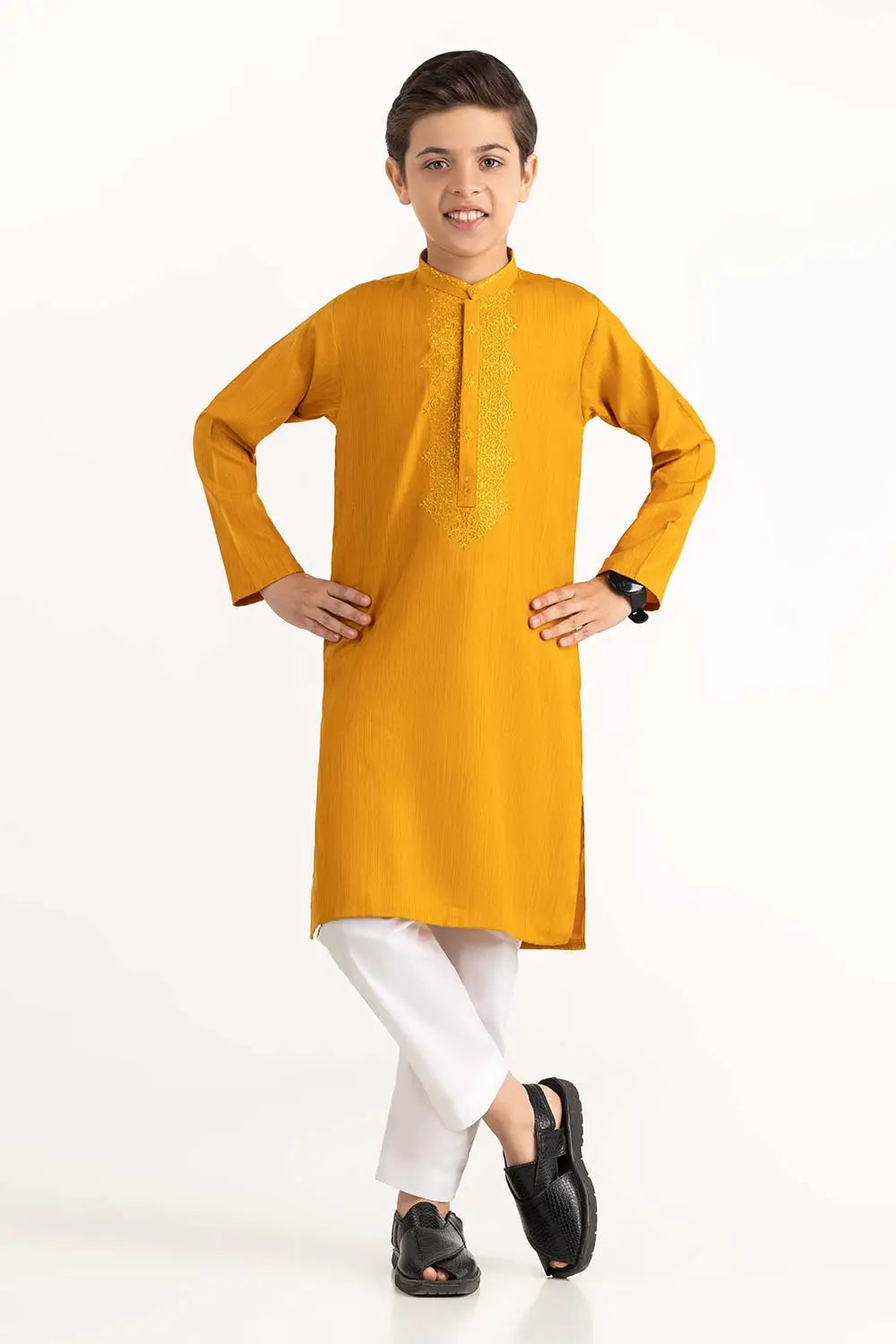 Brand Gulahmed - Yellow Embroidered Kurta - GUL-285